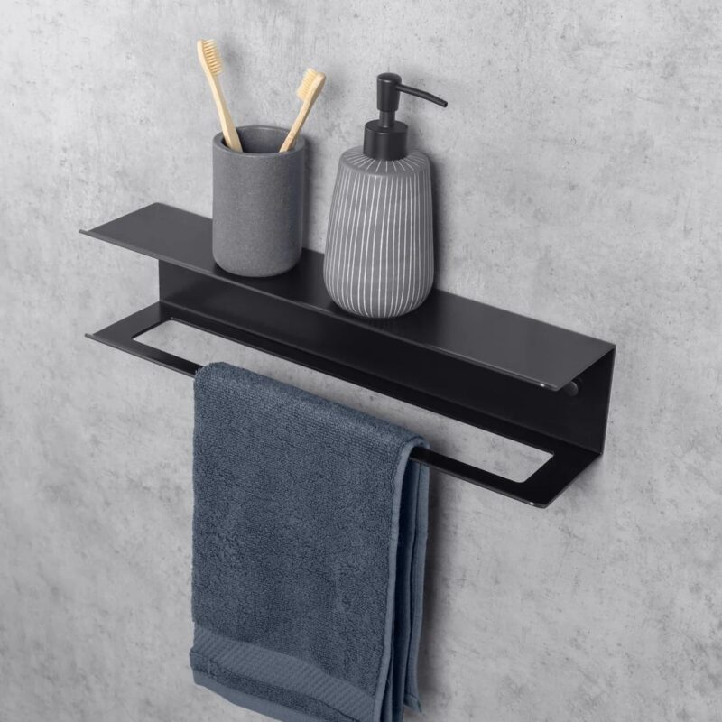 porte-serviette Pody en aluminium noir Tunisie accessoire mural pour salle de bain moderne porte-serviette design et résistant